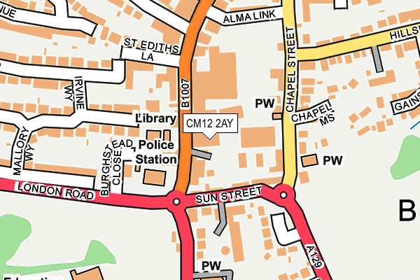 CM12 2AY map - OS OpenMap – Local (Ordnance Survey)