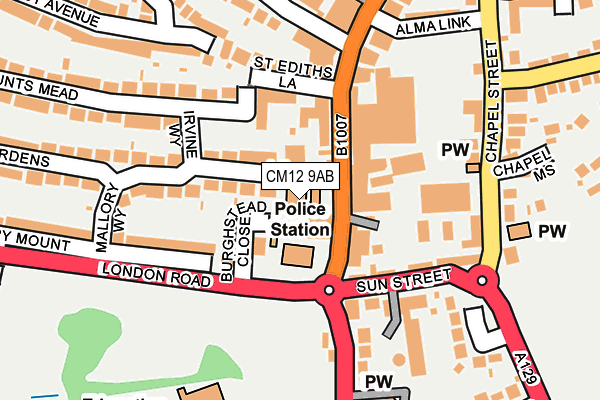 CM12 9AB map - OS OpenMap – Local (Ordnance Survey)