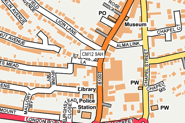 CM12 9AH map - OS OpenMap – Local (Ordnance Survey)