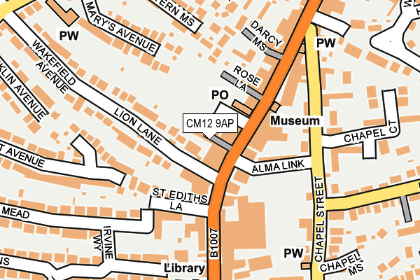CM12 9AP map - OS OpenMap – Local (Ordnance Survey)