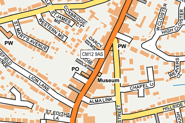 CM12 9AS map - OS OpenMap – Local (Ordnance Survey)