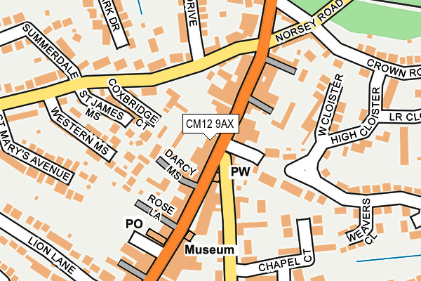 CM12 9AX map - OS OpenMap – Local (Ordnance Survey)