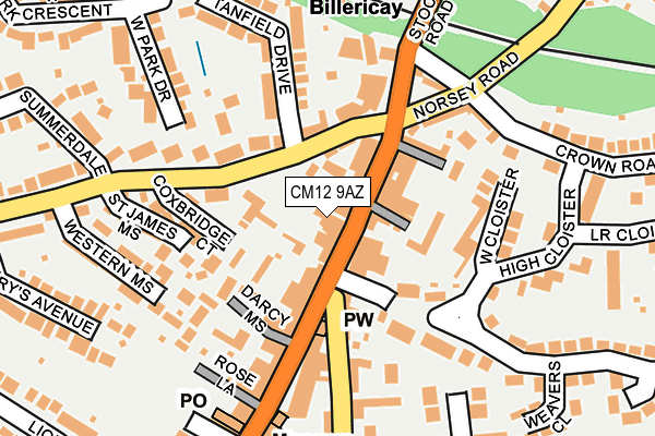 CM12 9AZ map - OS OpenMap – Local (Ordnance Survey)