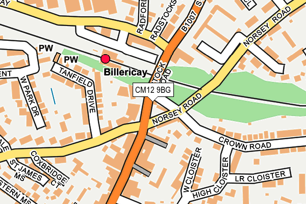 CM12 9BG map - OS OpenMap – Local (Ordnance Survey)