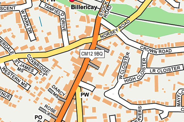 CM12 9BQ map - OS OpenMap – Local (Ordnance Survey)