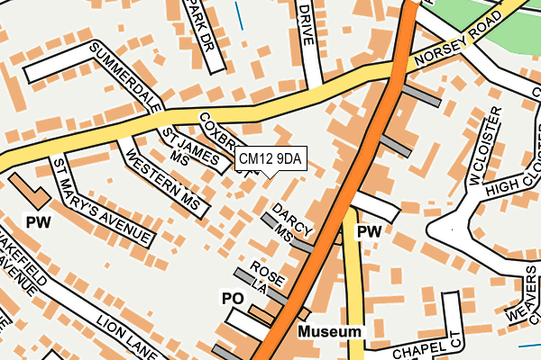 CM12 9DA map - OS OpenMap – Local (Ordnance Survey)