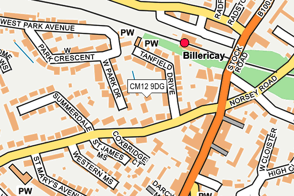 CM12 9DG map - OS OpenMap – Local (Ordnance Survey)