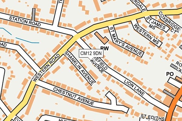 CM12 9DN map - OS OpenMap – Local (Ordnance Survey)