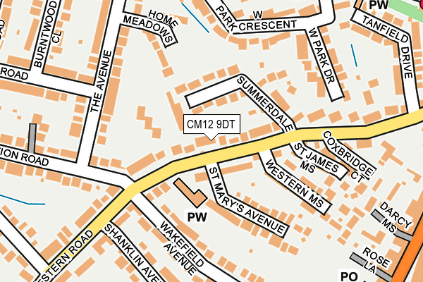 CM12 9DT map - OS OpenMap – Local (Ordnance Survey)