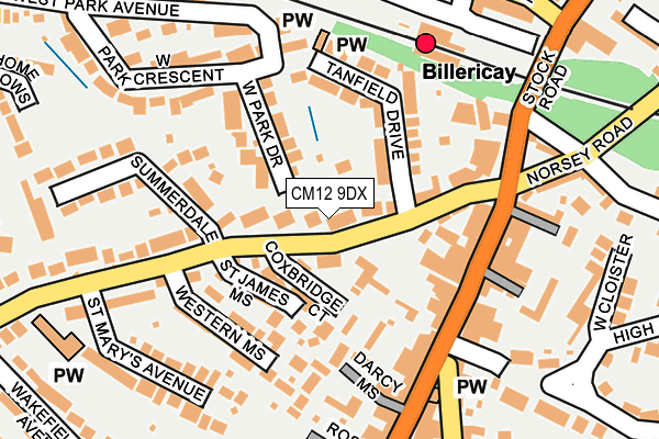 CM12 9DX map - OS OpenMap – Local (Ordnance Survey)