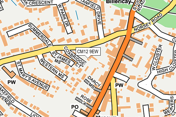 CM12 9EW map - OS OpenMap – Local (Ordnance Survey)