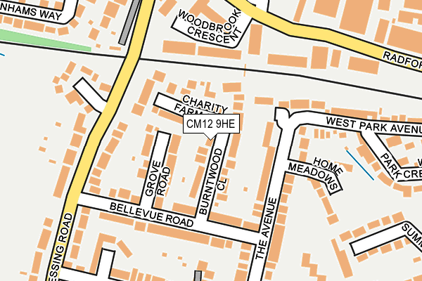 CM12 9HE map - OS OpenMap – Local (Ordnance Survey)