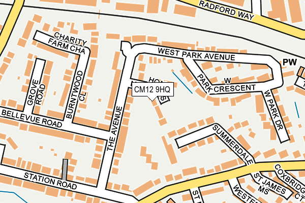 CM12 9HQ map - OS OpenMap – Local (Ordnance Survey)