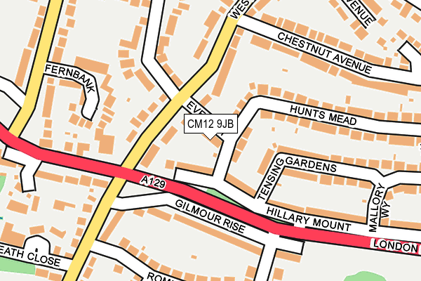 CM12 9JB map - OS OpenMap – Local (Ordnance Survey)