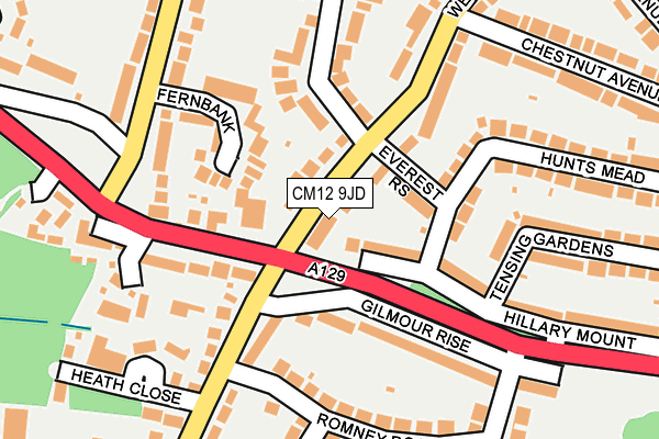 CM12 9JD map - OS OpenMap – Local (Ordnance Survey)