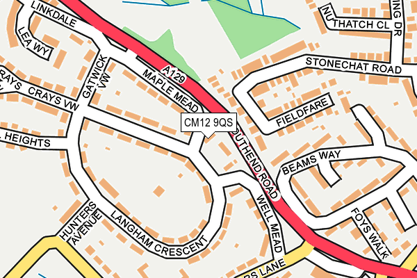 CM12 9QS map - OS OpenMap – Local (Ordnance Survey)