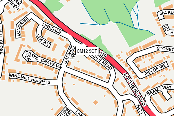 CM12 9QT map - OS OpenMap – Local (Ordnance Survey)