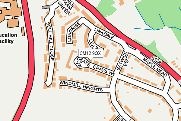 CM12 9QX map - OS OpenMap – Local (Ordnance Survey)