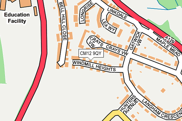 CM12 9QY map - OS OpenMap – Local (Ordnance Survey)