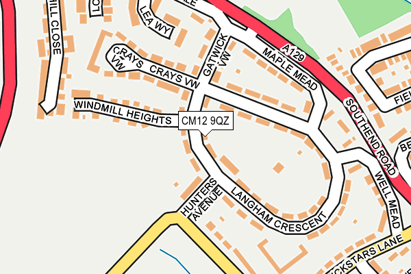 CM12 9QZ map - OS OpenMap – Local (Ordnance Survey)