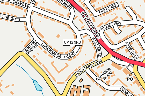 CM12 9RD map - OS OpenMap – Local (Ordnance Survey)