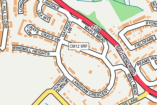 CM12 9RF map - OS OpenMap – Local (Ordnance Survey)