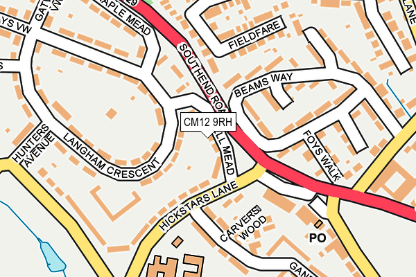 CM12 9RH map - OS OpenMap – Local (Ordnance Survey)