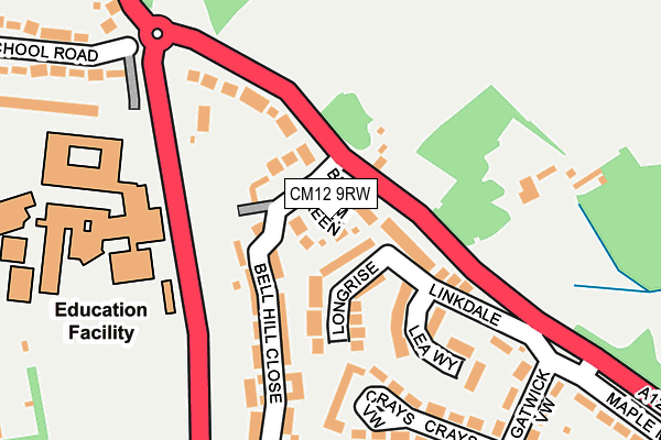 CM12 9RW map - OS OpenMap – Local (Ordnance Survey)
