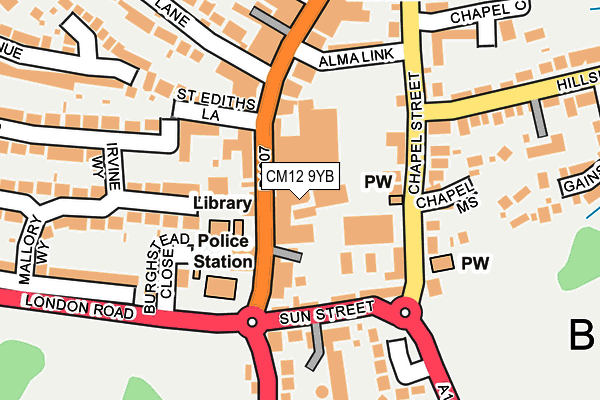 CM12 9YB map - OS OpenMap – Local (Ordnance Survey)
