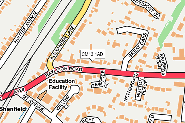 CM13 1AD map - OS OpenMap – Local (Ordnance Survey)