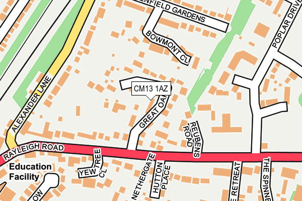 CM13 1AZ map - OS OpenMap – Local (Ordnance Survey)