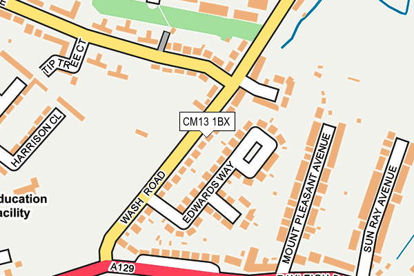 CM13 1BX map - OS OpenMap – Local (Ordnance Survey)