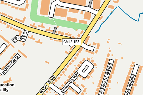 CM13 1BZ map - OS OpenMap – Local (Ordnance Survey)