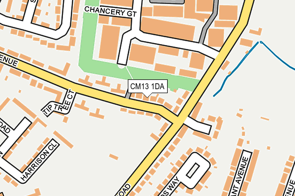 CM13 1DA map - OS OpenMap – Local (Ordnance Survey)