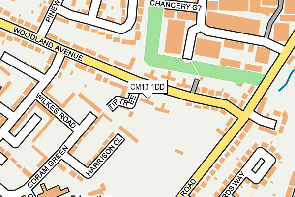 CM13 1DD map - OS OpenMap – Local (Ordnance Survey)