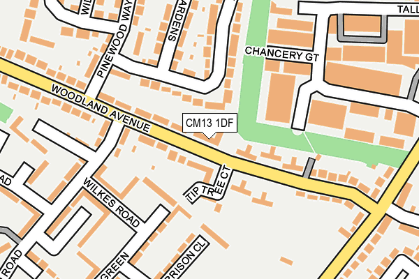 CM13 1DF map - OS OpenMap – Local (Ordnance Survey)