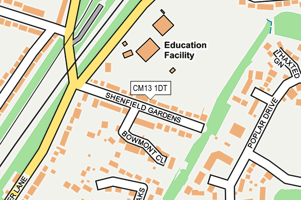 CM13 1DT map - OS OpenMap – Local (Ordnance Survey)