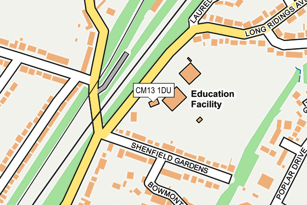 CM13 1DU map - OS OpenMap – Local (Ordnance Survey)
