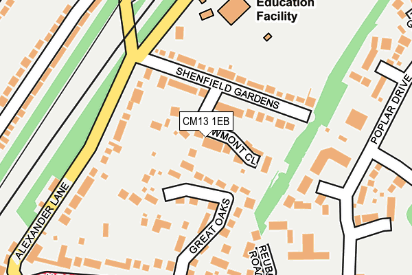 CM13 1EB map - OS OpenMap – Local (Ordnance Survey)