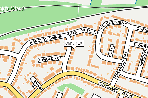 CM13 1EX map - OS OpenMap – Local (Ordnance Survey)