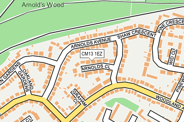 CM13 1EZ map - OS OpenMap – Local (Ordnance Survey)