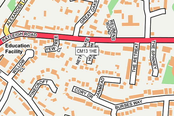 CM13 1HE map - OS OpenMap – Local (Ordnance Survey)