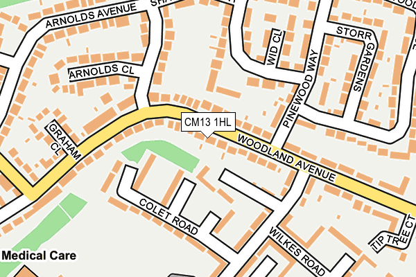 CM13 1HL map - OS OpenMap – Local (Ordnance Survey)