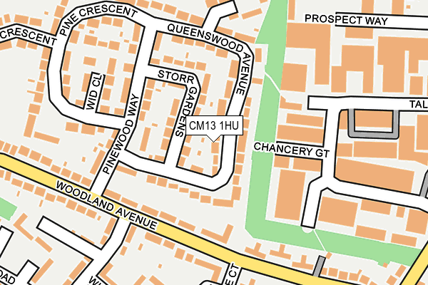 CM13 1HU map - OS OpenMap – Local (Ordnance Survey)