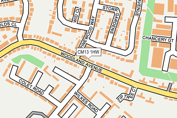 CM13 1HW map - OS OpenMap – Local (Ordnance Survey)