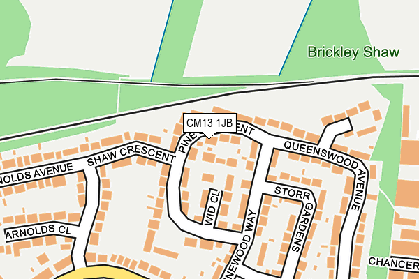 CM13 1JB map - OS OpenMap – Local (Ordnance Survey)