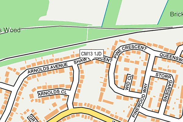 CM13 1JD map - OS OpenMap – Local (Ordnance Survey)