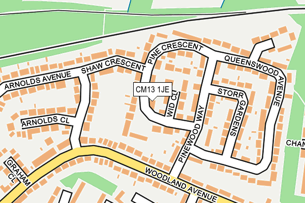 CM13 1JE map - OS OpenMap – Local (Ordnance Survey)
