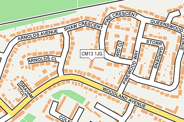 CM13 1JG map - OS OpenMap – Local (Ordnance Survey)