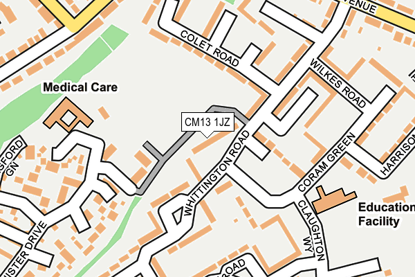 CM13 1JZ map - OS OpenMap – Local (Ordnance Survey)
